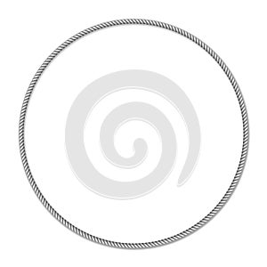 Gray white rope woven circle vector border, circle vector frame