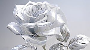 Gray And White Rose Flowers Glitter Super Detail. Generative AI