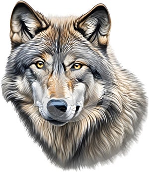 Gray Wolf, colored-pencil sketch of Gray Wolf. AI-Generated.