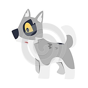 Gray Wolf Cub as Wild Hunting Animal Baby Vector Illustration