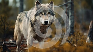 a gray wolf shot in jungle