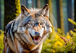 Gray wolf in the wild