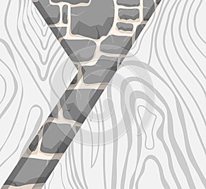 Gray wood and stone texture. Background image of stone and wood in gray tones. Vector illustration.