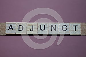 gray word adjunct made of wooden square letters