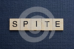 Gray word spite from small wooden letters