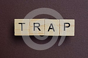 Gray word trap from small wooden letters