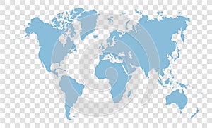 Gray world map on transparent backgroundblue world map on transparent background