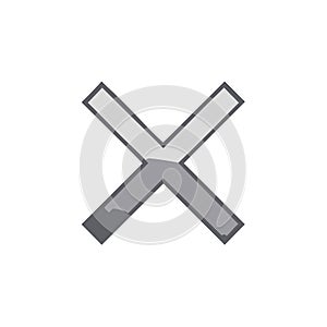 Gray X Symbol Isolated on White Background