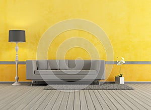 Gray and yellow living room