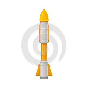 Gray with yellow missile. Vector illustration on a white background.