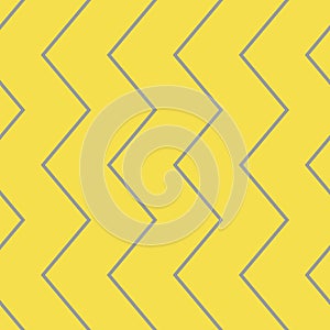 Gray zigzag lines on yellow background vector seamless pattern. Colors of the year 2021. Simple geometric background