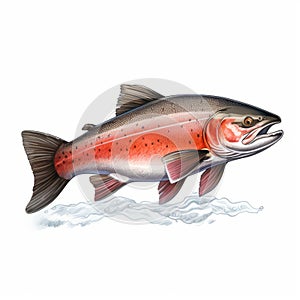 Vibrant Illustration Of A Red Salmon In The Ocean photo