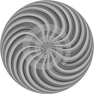 A grayscale circular pattern featuring swirling,
