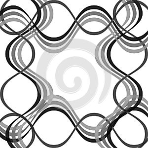Grayscale curly cross frame white background
