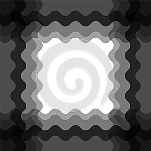 Grayscale curly striped frame white background