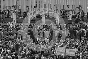 Grayscale of Kool and the Gang's concert in Havana, Cuba