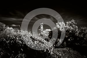 Grayscale of a lighthouse in Saint-Georges de Didonne, France photo