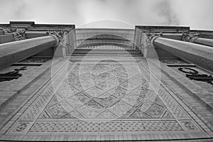 Grayscale low-angle shot of details of the building of NY Carlsberg Glyptotek in Copenhagen, Denmark photo