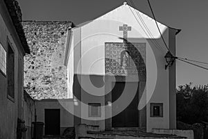 Grayscale shot of the Church of Nossa Senhora da Alegria in Castelo de Vide, Portugal photo