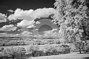 Grayscale shot of landscapes in Reuss valley in Switzerland