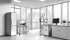 AI-Generated Office Sketch