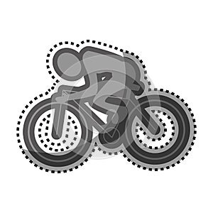 Grayscale sticker with pictogram of man cyclist