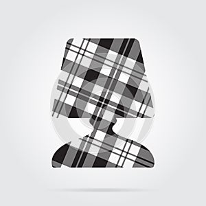 Grayscale tartan isolated icon, bedside table lamp