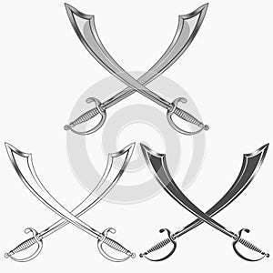 Grayscale Two Pirate Sword Design photo