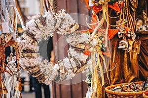 Graz, Austria - December 2017: Graz advent market store in the m