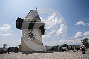 GRAZ, AUSTRIA: Schlossberg, Clock Tower, UNESCO World Heritage Site, Graz, Styria, Austria, Europe, June 2017