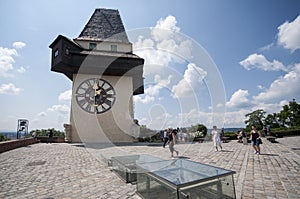 GRAZ, AUSTRIA: Schlossberg, Clock Tower, UNESCO World Heritage Site, Graz, Styria, Austria, Europe, June 2017