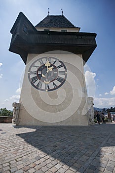 GRAZ, AUSTRIA: Schlossberg, Clock Tower, UNESCO World Heritage Site, Graz, Styria, Austria, Europe, June 2017