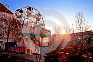 Graz Christmas fair ferris wheel sunset view