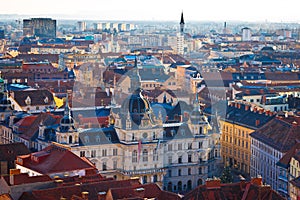 Graz city center aerial view