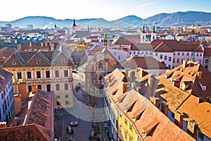 Graz city center aerial view