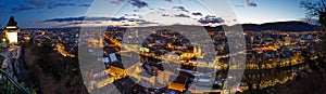 Graz city night top panorama (Austria).