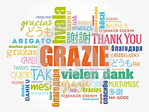 Grazie (Thank You in Italian) Word Cloud