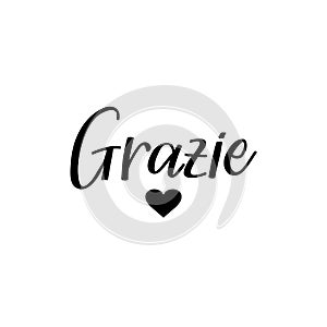 Grazie. Thank you lettering card. Translation from Italian - Thank you.