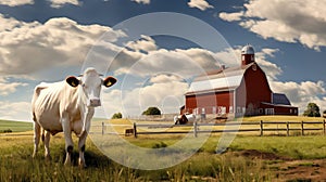 grazing cow on farm