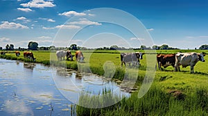 grazing cows field