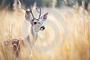 grazing gazelle, ears perked up