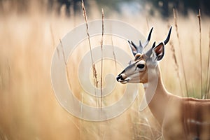 grazing gazelle, ears perked up