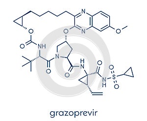 Grazoprevir hepatitis C virus drug molecule protease inhibitor. Skeletal formula.