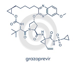 Grazoprevir hepatitis C virus drug molecule protease inhibitor. Skeletal formula. photo