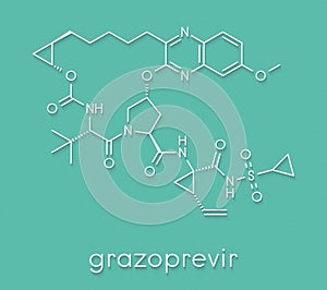 Grazoprevir hepatitis C virus drug molecule protease inhibitor. Skeletal formula. photo
