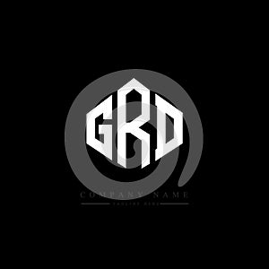 GRD letter logo design with polygon shape. GRD polygon and cube shape logo design. GRD hexagon vector logo template white and