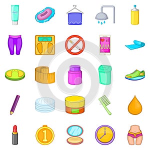 Greasepaint icons set, cartoon style