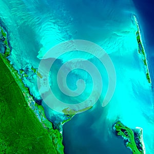 Satellite image of city of Cancun, Quintana Roo, Mexico. photo