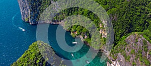 Great aerial view of Phi Phi islands.