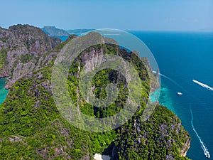 Great aerial view of Phi Phi islands.
